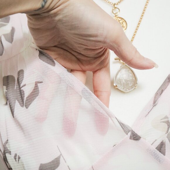 Sheer Pink Babydoll Floral Tee 💐 JAPANESE BRAND - Picture 2 of 8